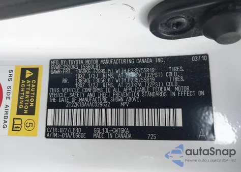 2010 Lexus Rx 350 z USA, uszkodzony, nr VIN 2T2ZK1BA4AC029632